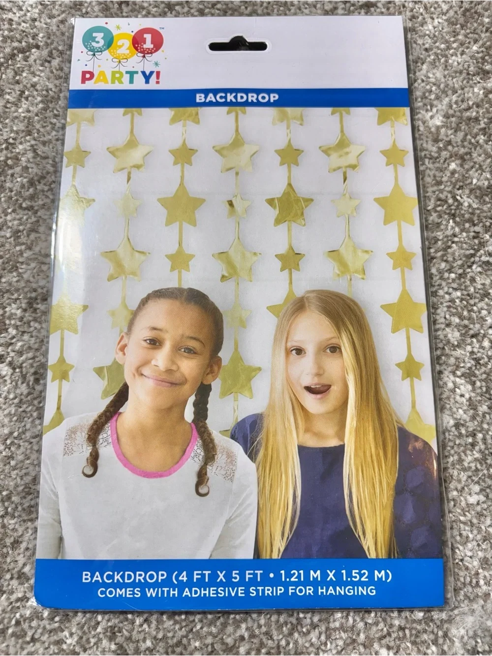 321 Party Foil Star Photo Booth Backdrop + Adhesive for Hanging *NEW*